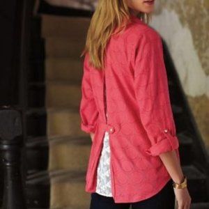 Anthropologie Coral Button-Back Top